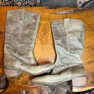 Banana Republic Style Distressed Leather Knee High Boots Women’s 9.5 Olive Taupe